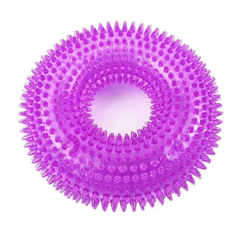 Spiky Ring Tire Dog Chew Toy Squeaky Sound Durable TPR Material Pet Teeth Grinding Cleaner Interactive Molar Toy for Dogs