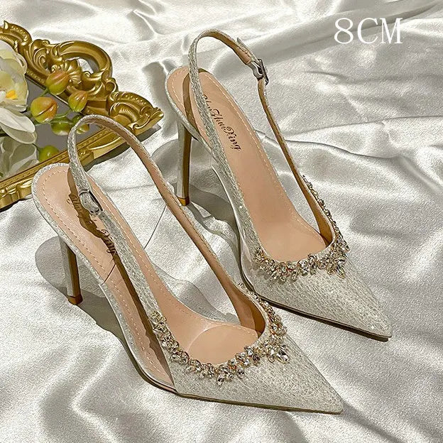 Luxury Designer Women Shoes Exquisite Rhinestone High Heeled Sandals for Woman Elegant French Style Casual Shoes Sandalias Mujer