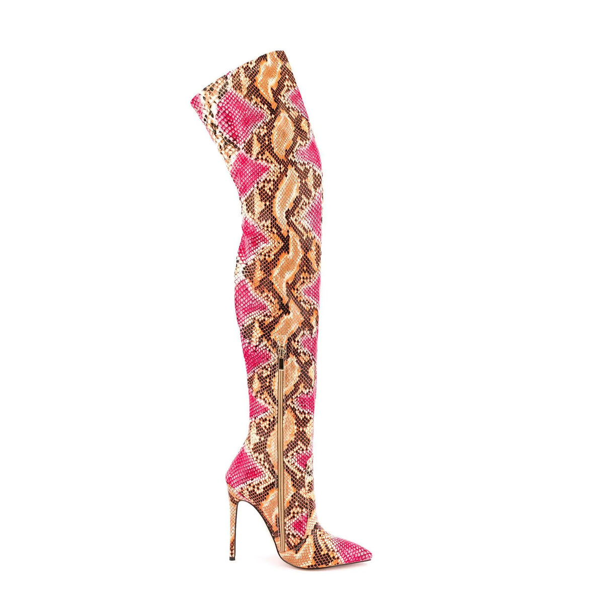 Over The Knee Snake Print Boots Women 12CM Thin High Heel Winter Shoes Plus Size 45 46 47 Stiletto Pointed Thigh Boots For Woman