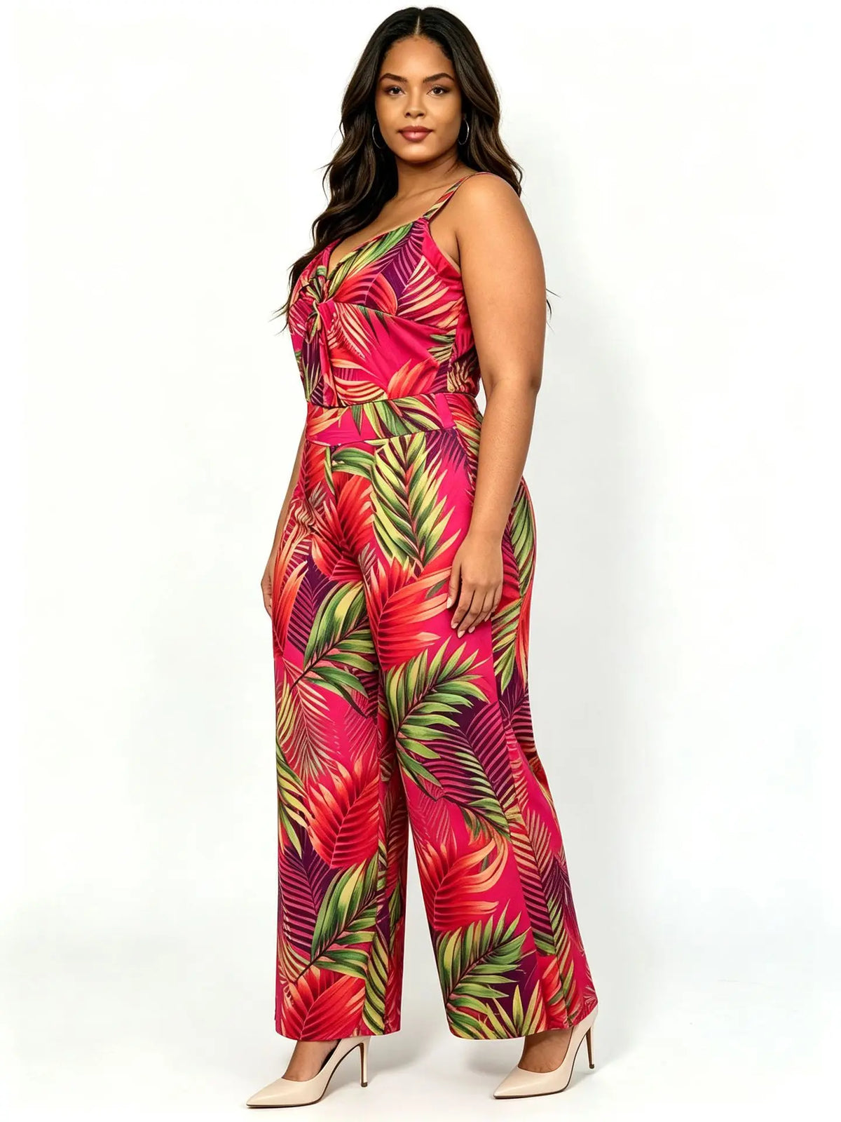 Plus Size Fashional Floral Print Bohemian Strappy Jumpsuit For Women