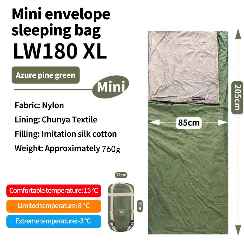 Outdoor Camping Ultralight Compact Adult Sleeping Bag Travel Washable Down Cotton Insulation Dirt-Resistant Portable Waterproof