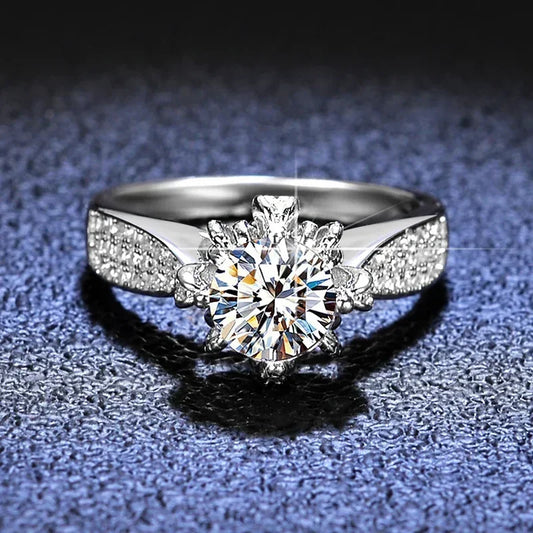 Women's Luxury PT950 Platinum Eternal Wedding Ring - 1 Carat Real GRA VVS Moissanite Diamond, Fine Jewelry