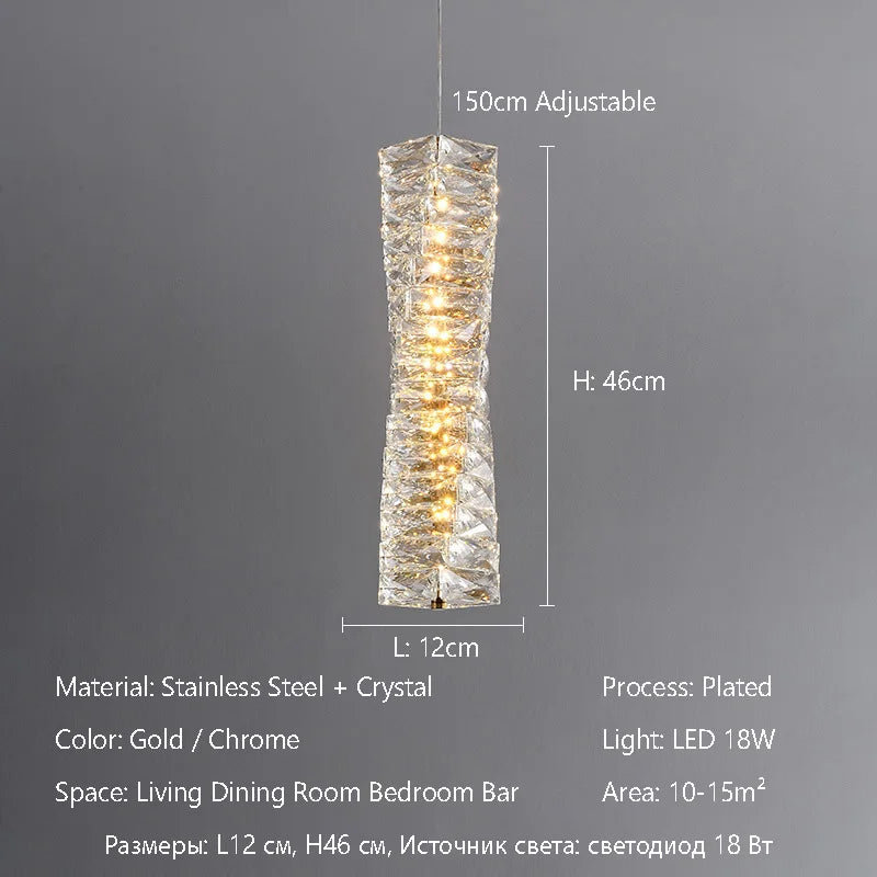 Luxury K9 Crystal Chandelier Dimmable Ceiling LED Pendant Lights Home Living Room Bedroom Indoor Atmosphere Decorative Lighting