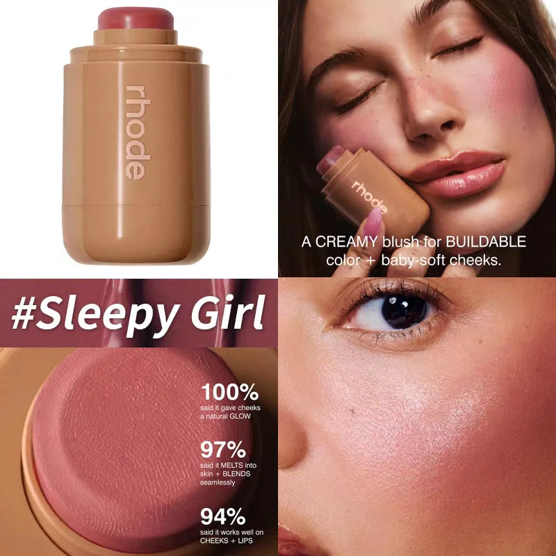 Rhode Skin Balm Data Cake Lip Gloss Sleepy Girl Freckle Pocket Blush Stick Non-fading Waterproof Blusher Moisturizing Lipstick