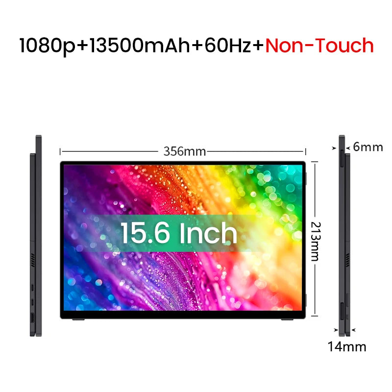 15.6" FHD Touchscreen Portable Monitor 13500mAh Battery 1920*1080P IPS 100%DCI-P3 Display For PC Laptop Macbook Phone PS4/5 Xbox