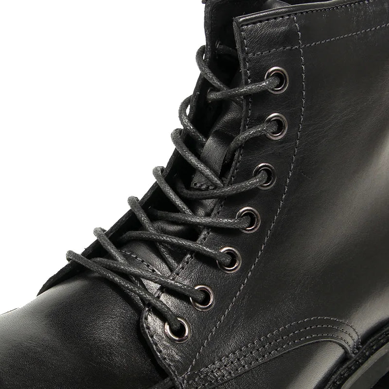 Vintage Work Boots Men's Winter High-top Leather Boots Men Mid-top Short Boots