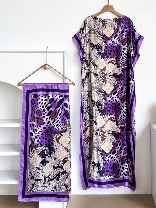 New 2026 Summer Women's Satin Silk Sunscreen Rob African Dashiki Dubai Style Beachwear Fashionable Abaya Clothing