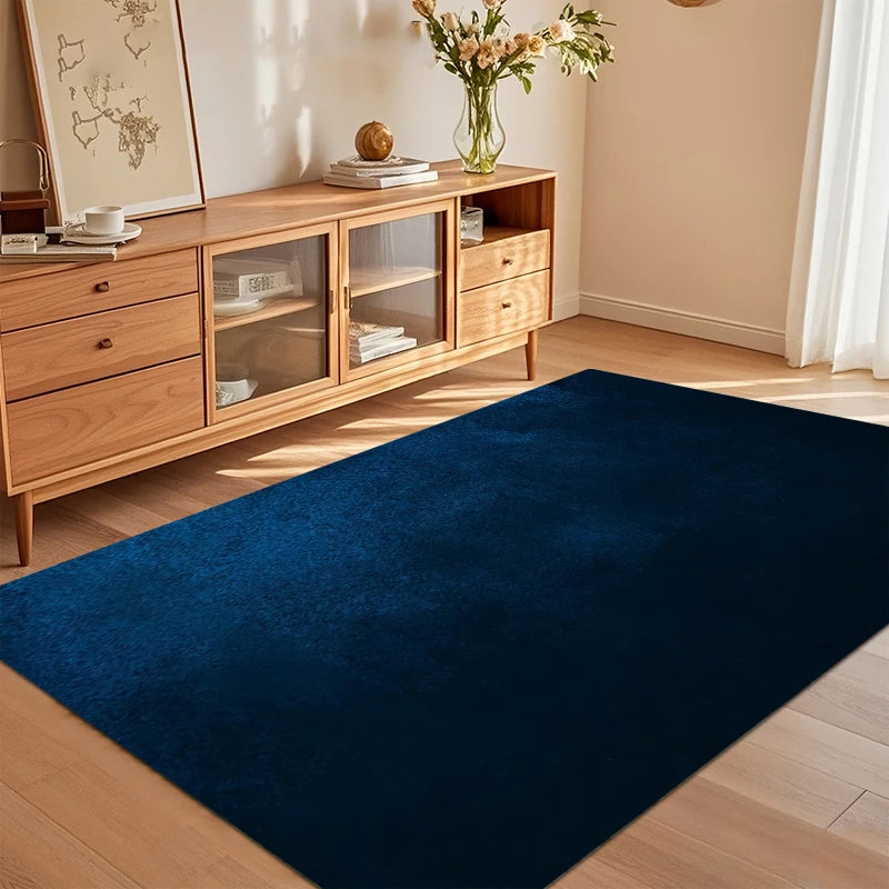 Solid Navy Blue Velvet Area Rugs Non-Slip Entry Door Mat Washable Carpet for Living Room Bedroom Home Decor Washroom Floor Mat