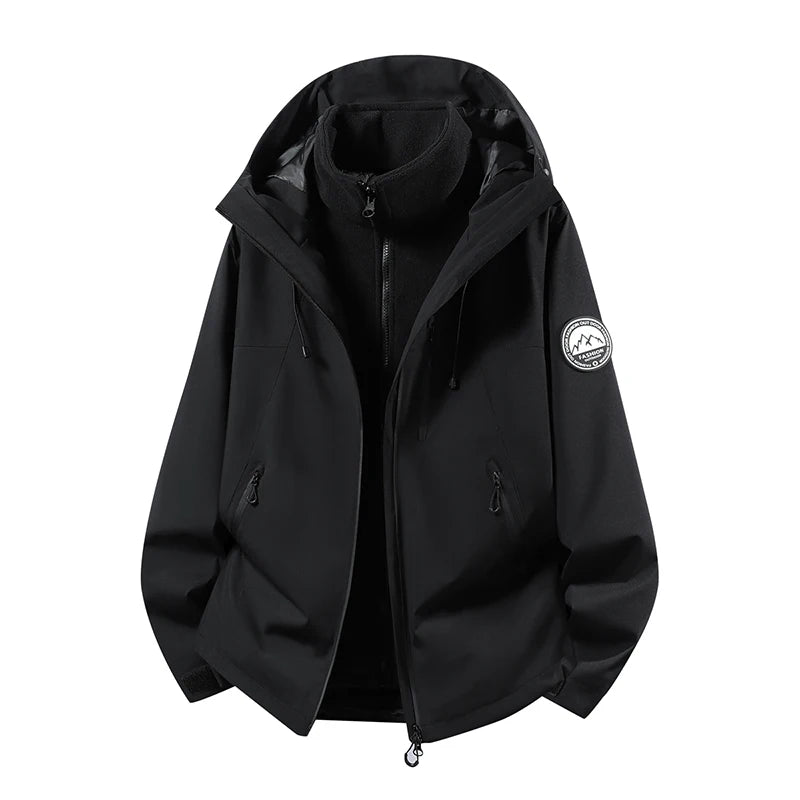 CHRLCK Men Women Hiking 3IN1 Jackets Waterproof Fleece Windproof Windbreaker Camping Climbing Trekking Outdoor Jacket Autumn