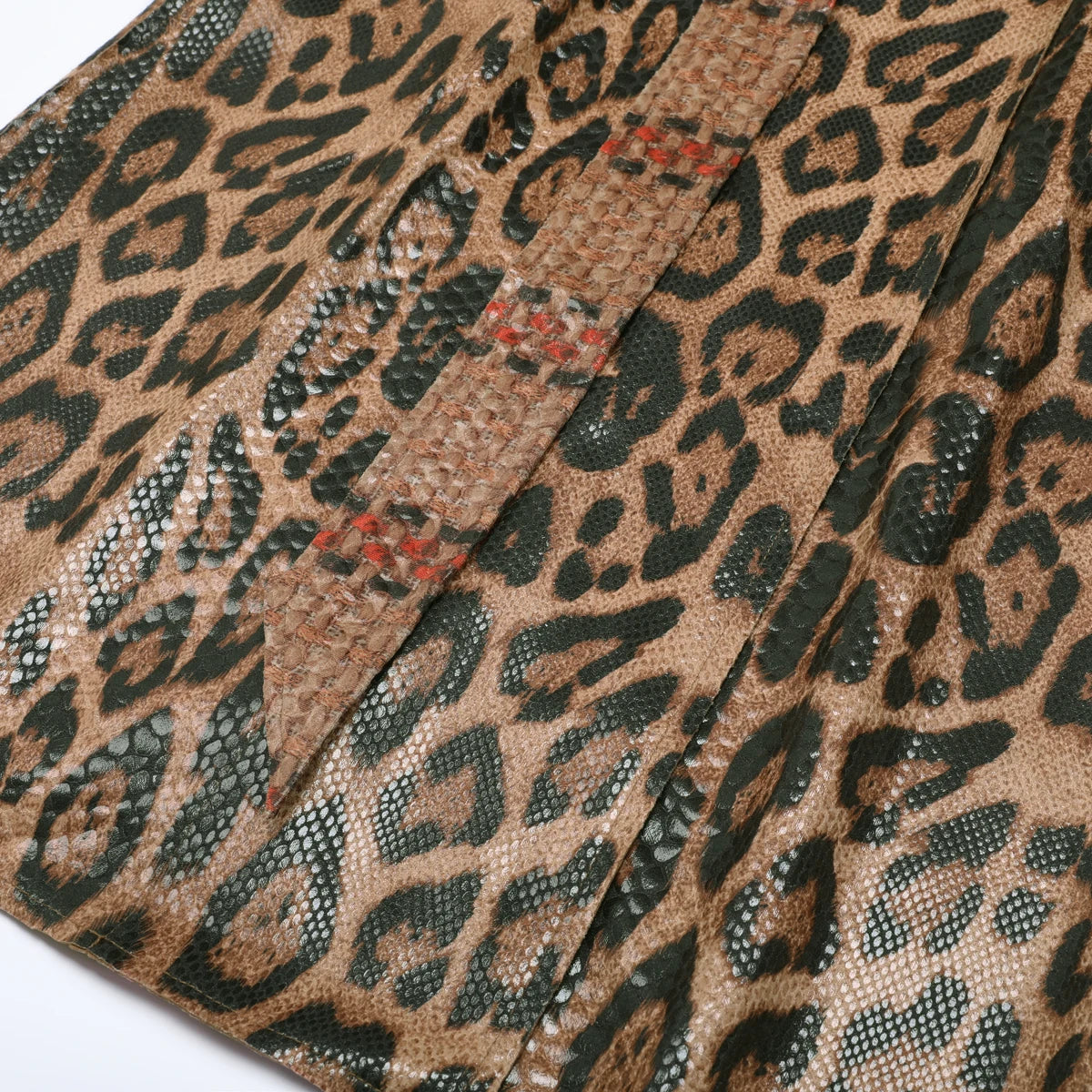 2102 High-quality Spring And Autumn Snake Skin Leopard Print Long Sleeved Leather Belt Temperament Coat Women's Trench Coat