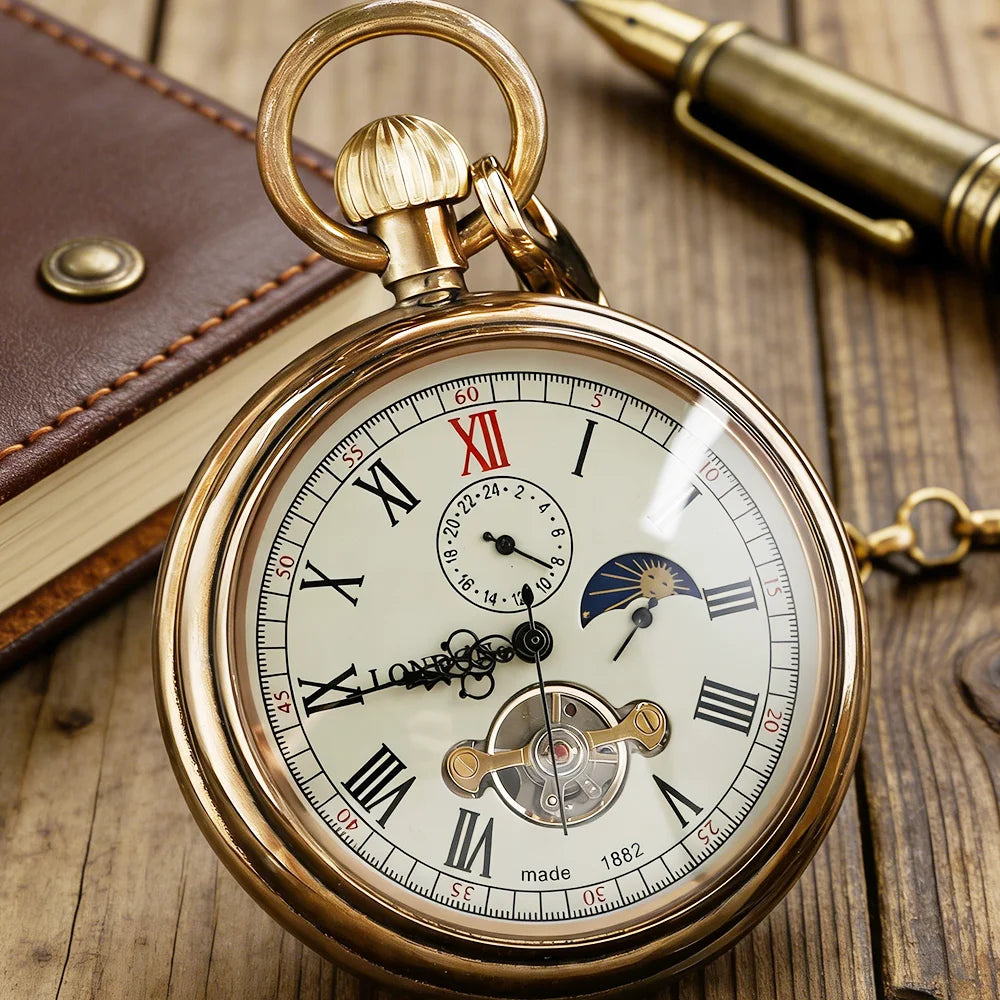 Vintage Antique Vintage Mechanical Pocket Watch Bronze Fashion Charm Hand Wind Fob Watch Reloj Bolsillo Digital