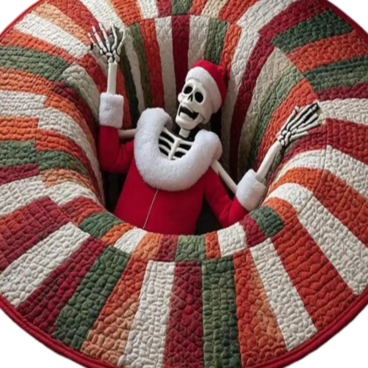 3D Rugs Optical Illusion Christmas Home Decor Skeleton Round Quilted Holiday Bathroom Carpet For Kitchen Entryway Entrance