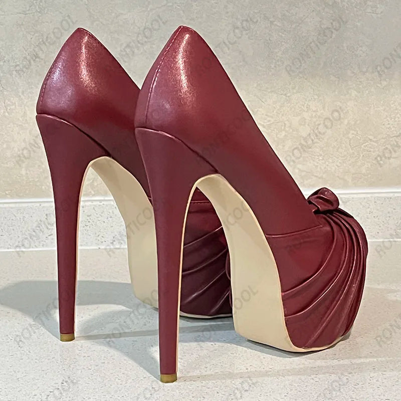 Ronticool New Fashion Women Platform Pumps Stiletto Heels Peep Toe Gorgeous Gold Party Shoes US Plus Size 5-20