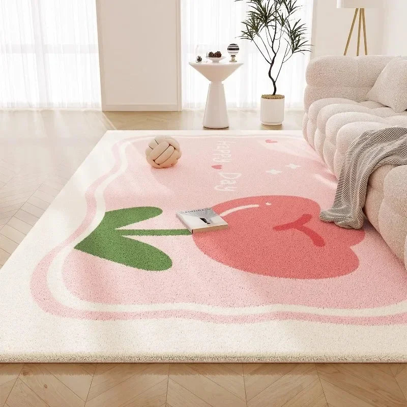 Sweet Pink Living Room Carpet Large Butterfly Print Fluffy Bedroom Rugs Soft Fashionable Ins Style Coffee Table Mats Alfombra 러그