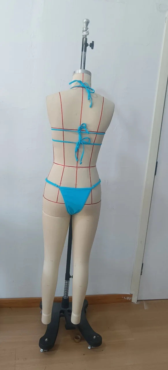 Sexy Sequin Starfish Ornament Bikini Set 2027 Women Red Hollow Bandage Cross Push Up Thong Swimsuit Beach Bathing Suit Swimwear