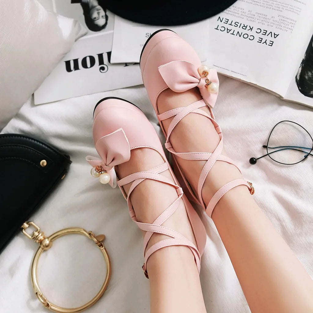 Women Pumps Wedding Shoes Mary Jane Party Ankle Strap Pumps Platform Ladies Shoes Thick Heeled Black Beige Working Shoes