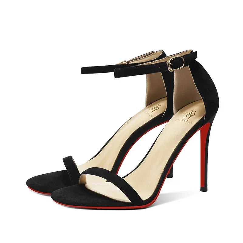Sandals, Women's Summer New High Heels, Women's Slim Heels, Sexy and Fashionable, Golden Open Toe Straight Strap Sandals