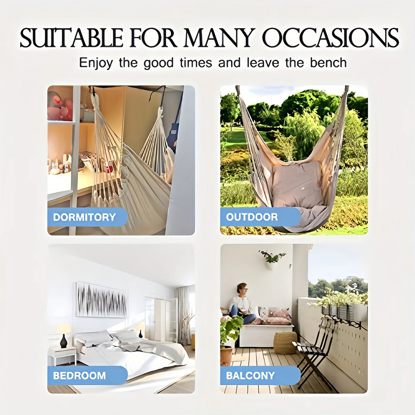 1pc Hanging Hammock Chair with Storage Bag for Outdoor Patio, Balcony, Porch, Indoor Bedroom, Comfortable Swing Seat