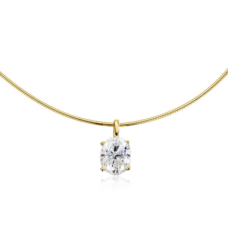 Smyoue 3/4/5CT Oval Cut Moissanite Pendant Necklace for Women Men Lab Diamond Classic Solitaire Chain Real 925 Sterling Silver