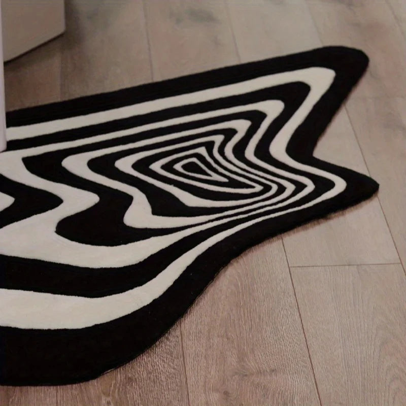 Modern Irregular Carpet Living Room Bedroom Home Decoration Rug Black White Floor Mat Entry Doormat Area Rugs Machine Washable