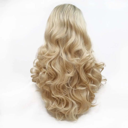 Mbre Blonde Lace Front Wigs Long Body Wavy Mixed Platinum Blonde Synthetic Lace Front Wig Heat Resistant Fiber Hair Wigs