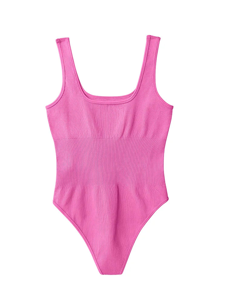 New Trend Solid Color Women's Bodysuit Sexy Sleeveless Tank Top Body Shaping Clothing Yoga Gym Workout One Piece Bodysuit