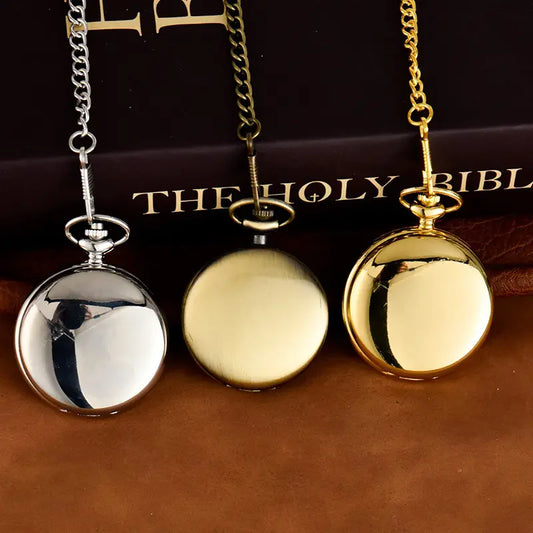 Classic pocket watch shiny retro double-sided bright quartz necklace watch gift boyfriend friend holiday gift pocket watch