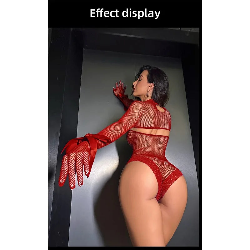 European and American Women's Purple Erotic Lingerie with Hollowed Out Perspective Pure Desire Sexiness Erotic Clothing
