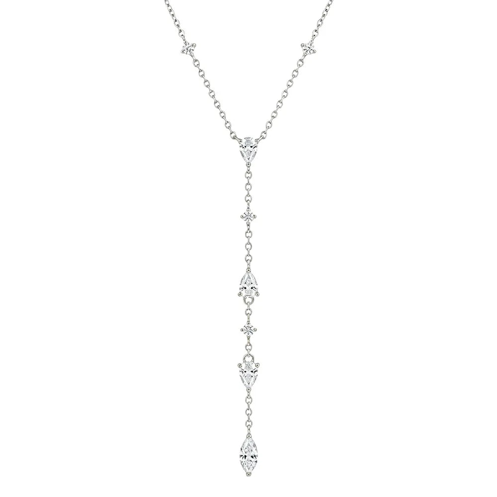 2.4cttw Waterdrop Shape Moissanite Pendant Necklace for Women Pear/Marquise/Round Cut Lab Diamond S925 Silver Y-Style Jewelry