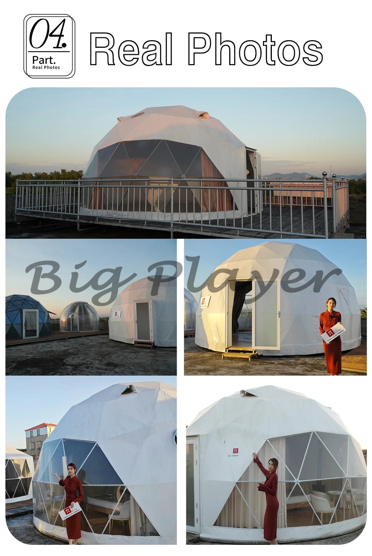 4 Season Glamping Dome Tent, Luxury PVC Canvas Living Dome, Factory Direct Cheap Price for Hotel & Leisure Use