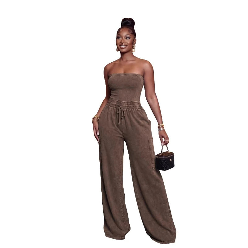 Jumpsuits Women One Piece Sleeveless Strapless Overalls Long Pants Elastic Waist Rompers Y2k Streetwear Jumpsuit Work 2026