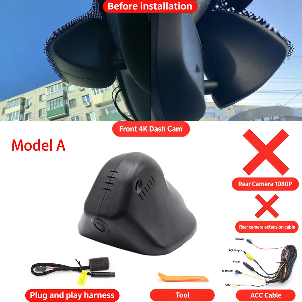 for Jeep Cherokee KL Facelift 2019-2025 Plug and Play Wifi OEM DVR 4K Dash Cam Front Rear Camera Night Vision Video Recorder