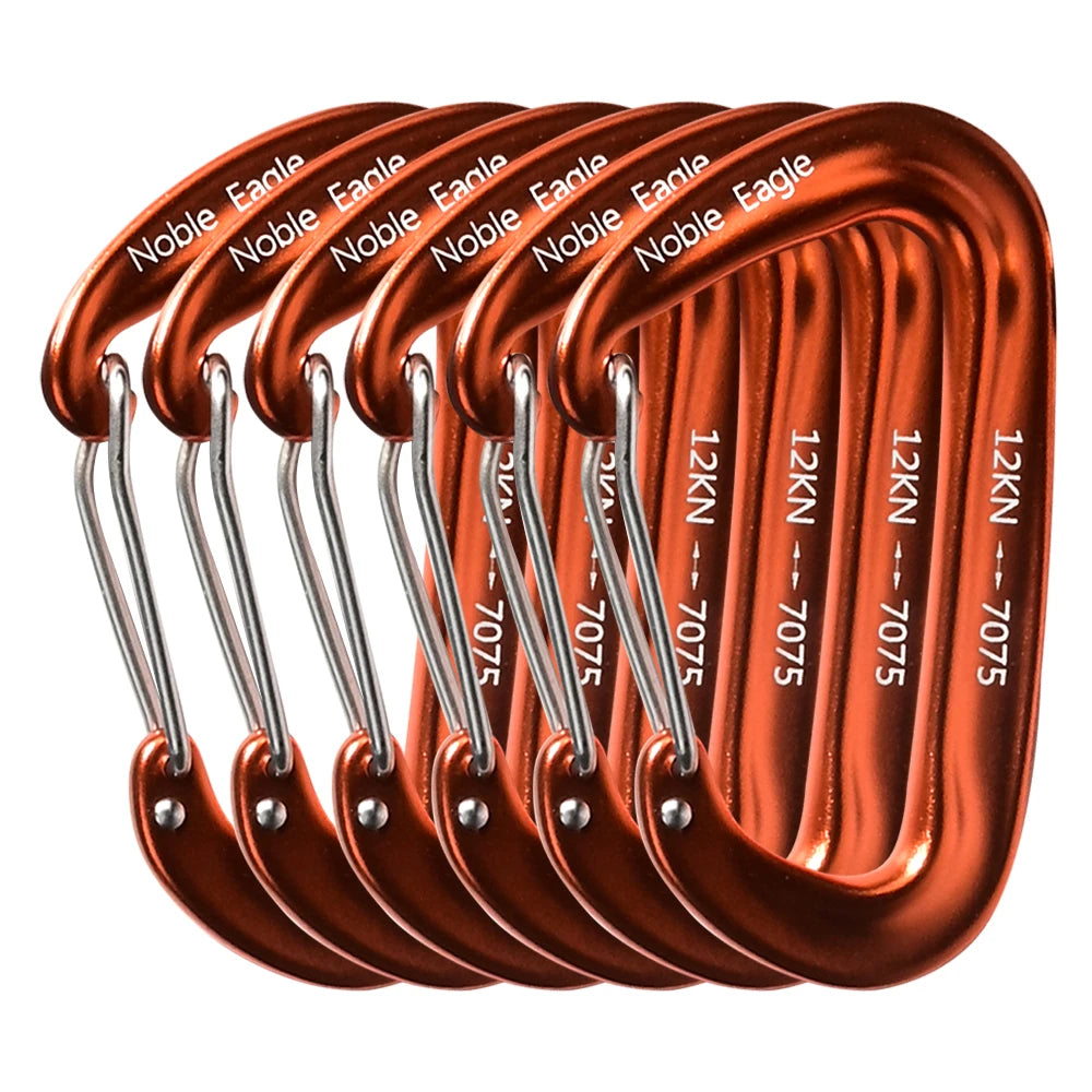 6Pcs 12kn Carabiner Set D Ring Heavy Duty Aluminum Tactical Carabiners Clips Camping Hiking Climbing Hook Hammock Outdoor Gear