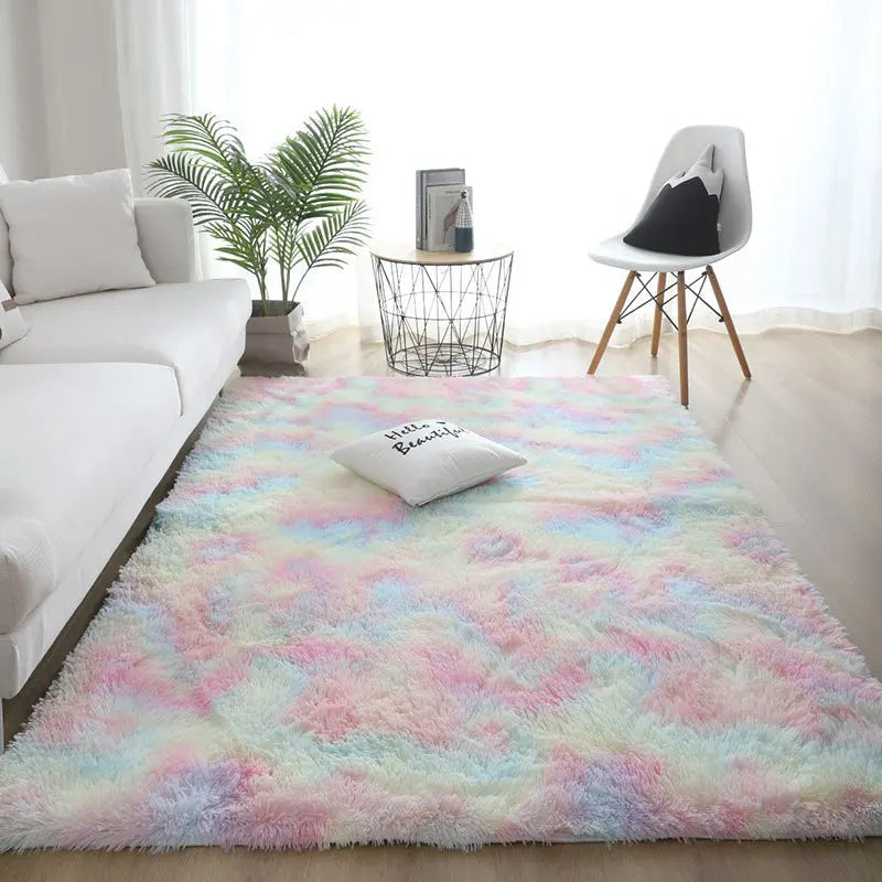 Nordic Ins Wind Tie-dye Gradual Change Silk Plush PV Plush Living Room Coffee Table Mattress Bedside Bedroom Dining Room Carpet