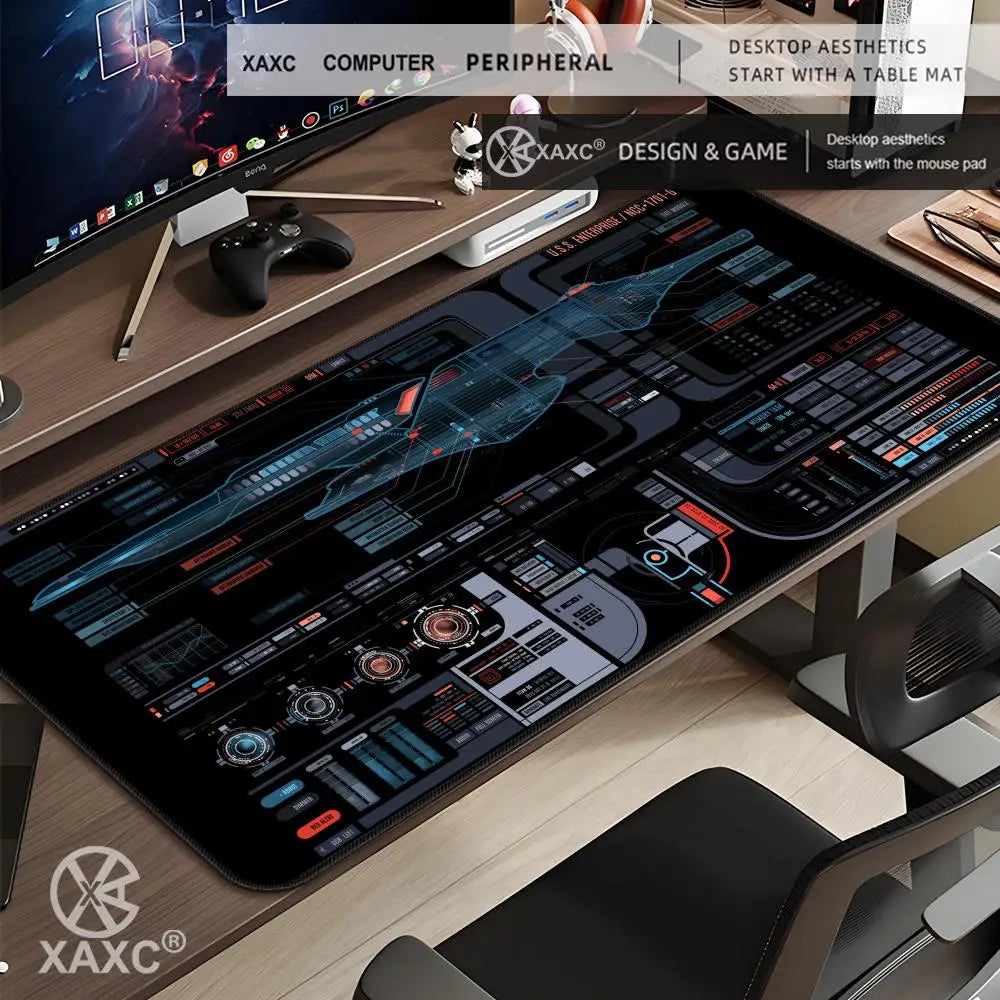 Black S-Stars T-Treks Mouse Pad Large Keyboard Mouse Desk Pad XXL Non-Slip Rubber Gaming Mouse Pad Laptop Mouse Carpet XAXC
