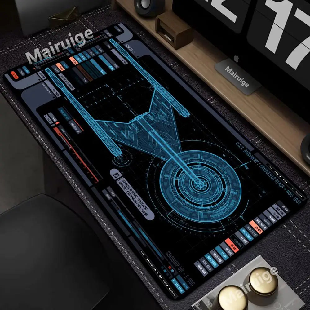 Starship Blueprint Pad Desk Pad Mouse Pad Gamer Computer Cabinet Star Trek Game Office Accessories Keyboard Anime Extended Large