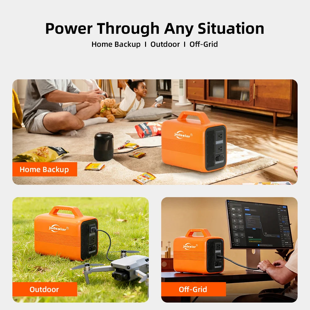 jsdsolar 500W Portable Solar Powered Charger Kit 1004.8wh Solar LifePO4 Battery Power Station Support Solar Panel Charger for Car RV Boat Motorcycle Camping Outdoor 6000+ Cycles Energy Supply Generator 20ms UPS