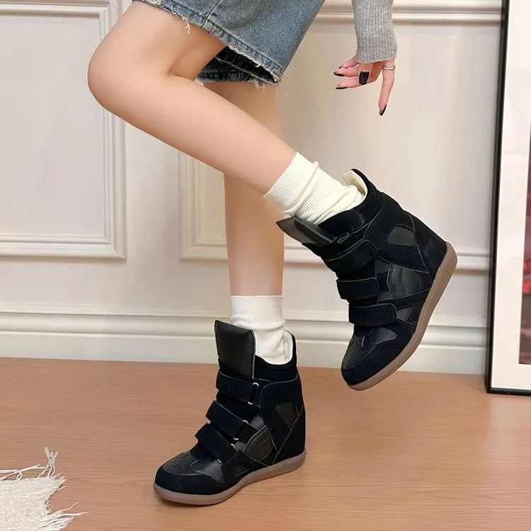 2026 Summer New Invisible Height-Boosting Color-Block Retro Versatile Sporty Casual High-Top Shoes for Women