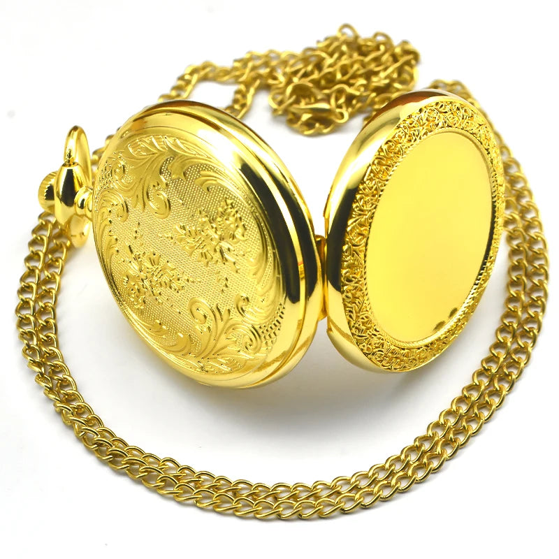 Retro Charm Neutral Fashion Textuable Quartz Pocket Watch Steampunk Men's and Women's Necklace Pendant Gift