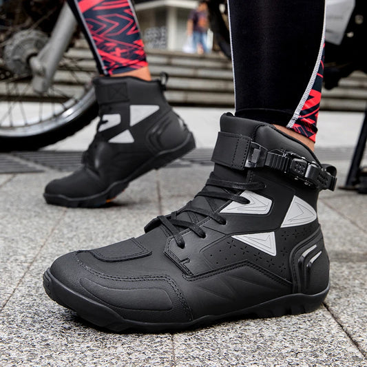 Men Leather Motos Breathable Anti Slip Wear-resistant Riders Boots Motorbike Racing Ankle Length Shoes 2026 New Motorcycle Boots