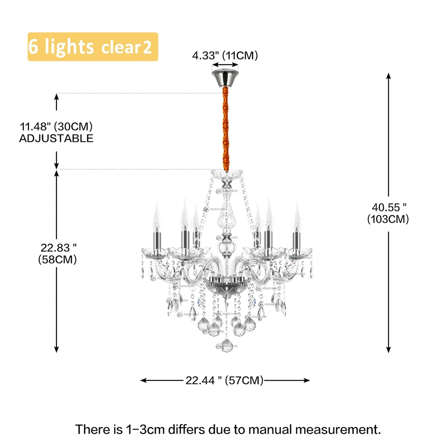 Elegant 6 Chandelier Lighting Modern Crystal Lights Kitchen Chandeliers Light Ceiling Pendant Lamp Transparent Color