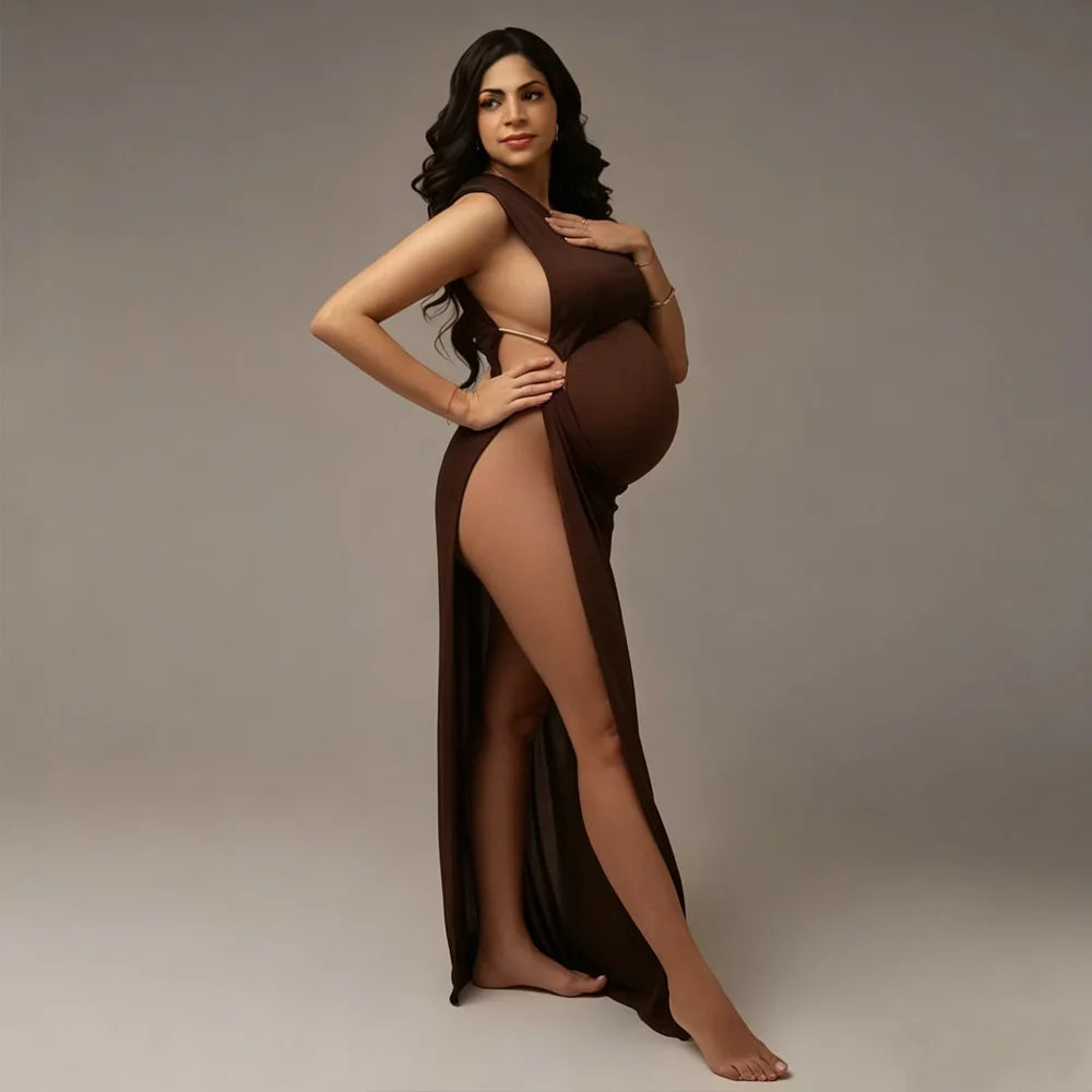 Pregnancy Photography Outfit One Shoulder Sleeveless Side Slit Dress Photography Dress For Women Photography Studio Clothing