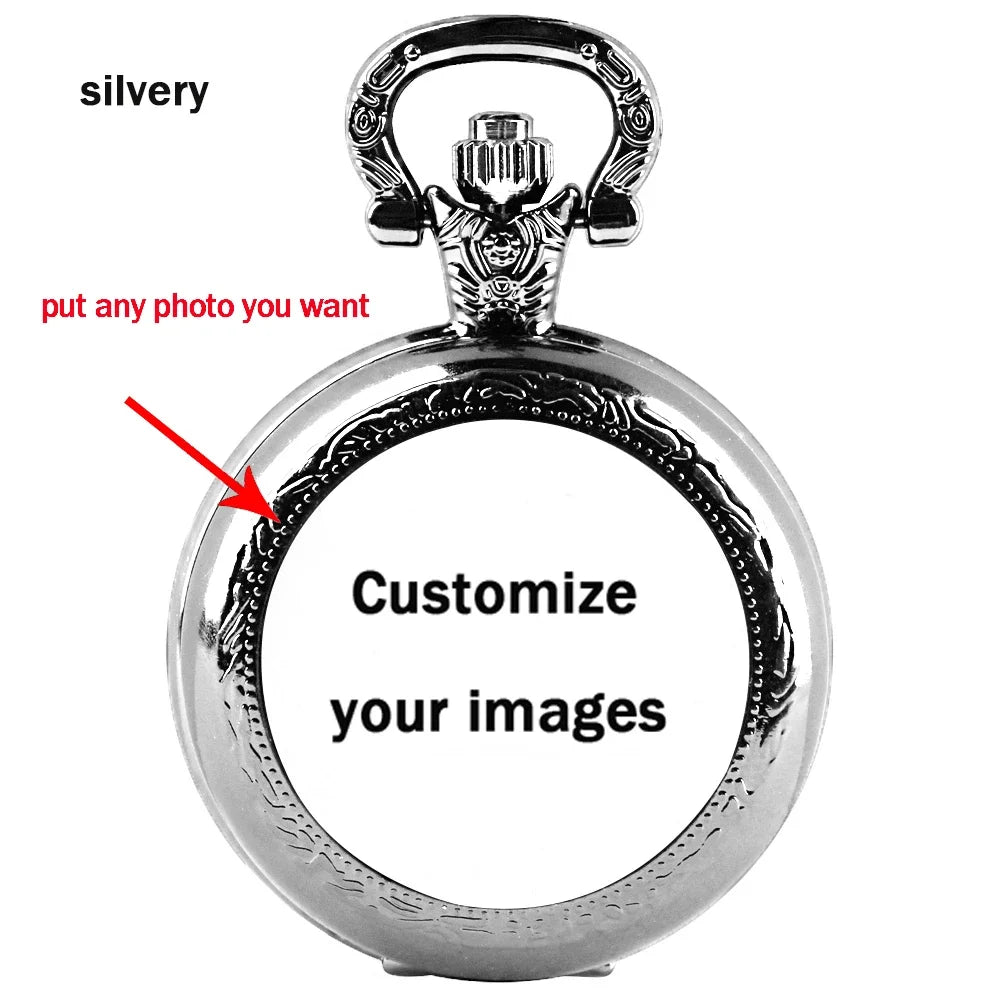 Custom Picture Unique Creative Quartz Pocket Watches Necklace Accessory Chain Clock Kids Souvenir Best Gifts For Women Men
