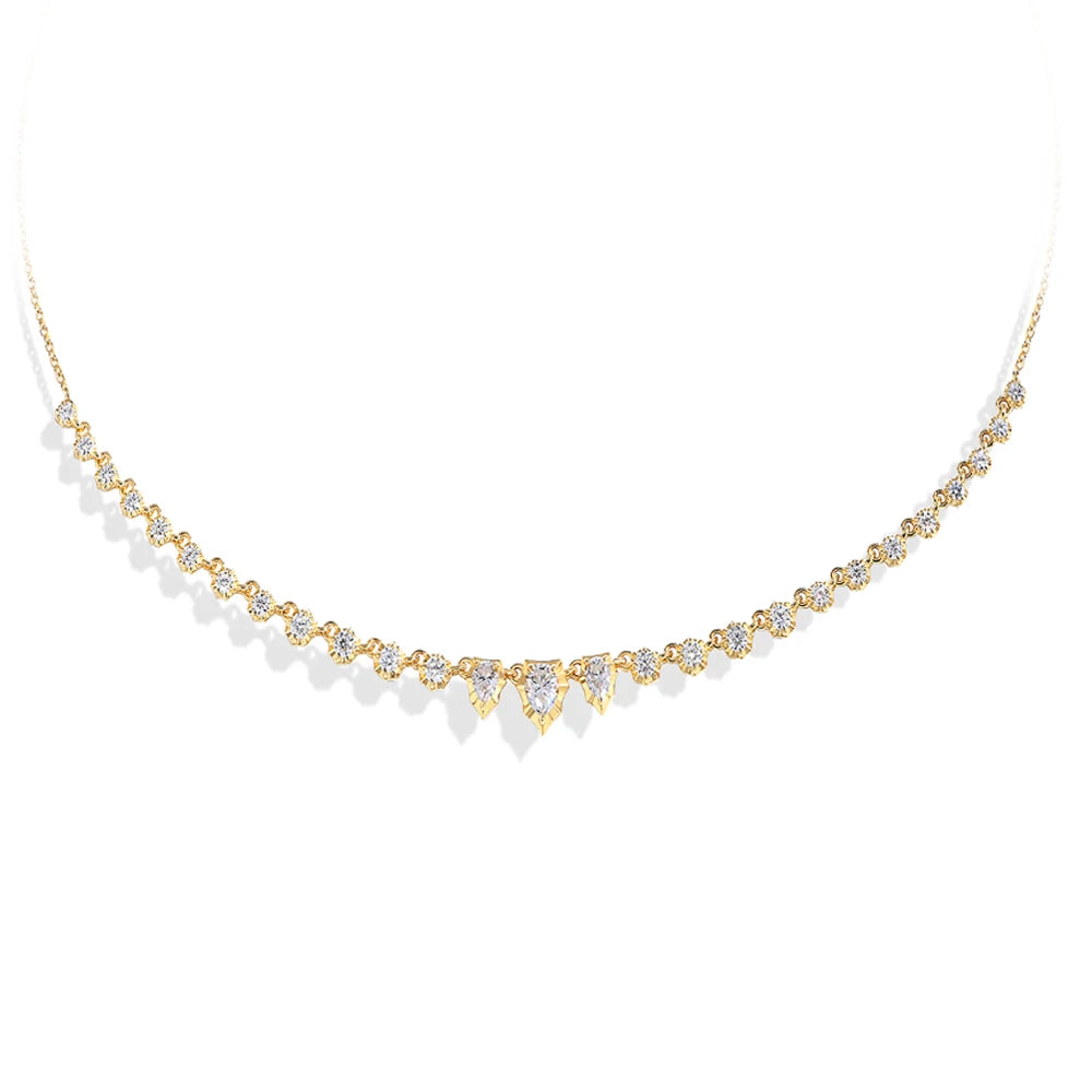 MINTYBOX Pear Cut DVVS1 Color Moissanite Necklace S925 Sterling Silver Adjustable 45+5cm for Women Engagement Jewelry Party Gift