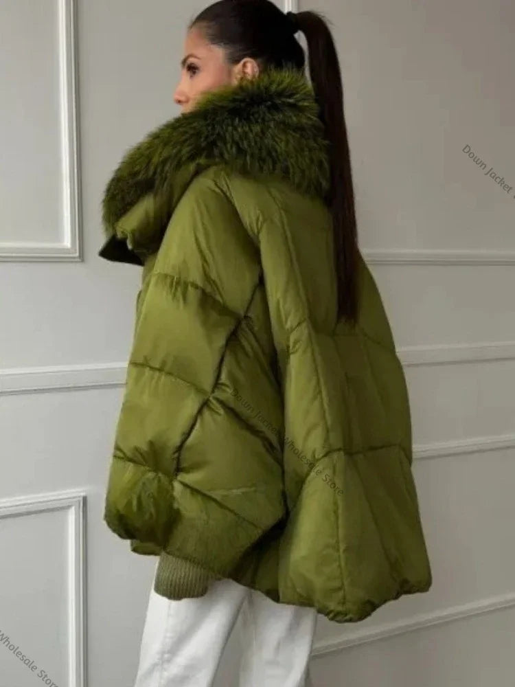 Women's down Jacket Waterproof Lightweight Puffer Jacket with Fur New Coats and Jackets Luxury Padding Reversible Coat with Zip