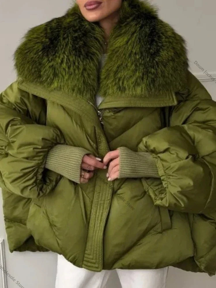 Women's down Jacket Waterproof Lightweight Puffer Jacket with Fur New Coats and Jackets Luxury Padding Reversible Coat with Zip