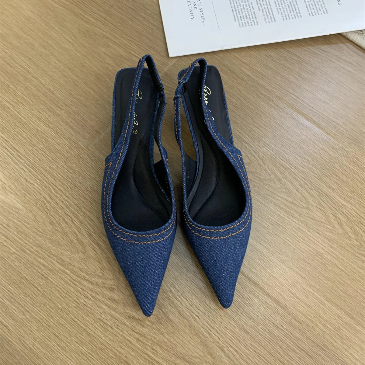Bailamos Brand New Women Sandals Fashion Pointed Toe Shallow Slip On Ladies Elegant Slingback Shoes Med Heel Pumps Shoes Mujer