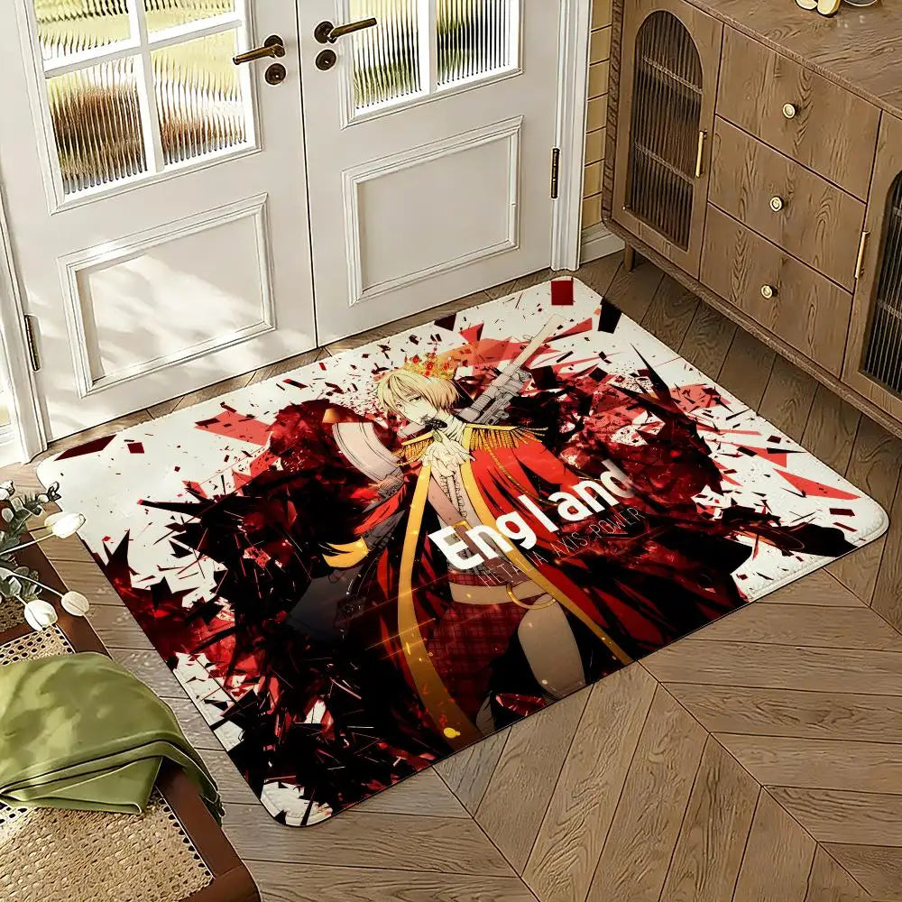 Cartoon Hetalia Axis Floor Mat Soft Thickened Absorbent Non-Slip Bedroom Living Room Door Mat Home Decor Flannel Rugs