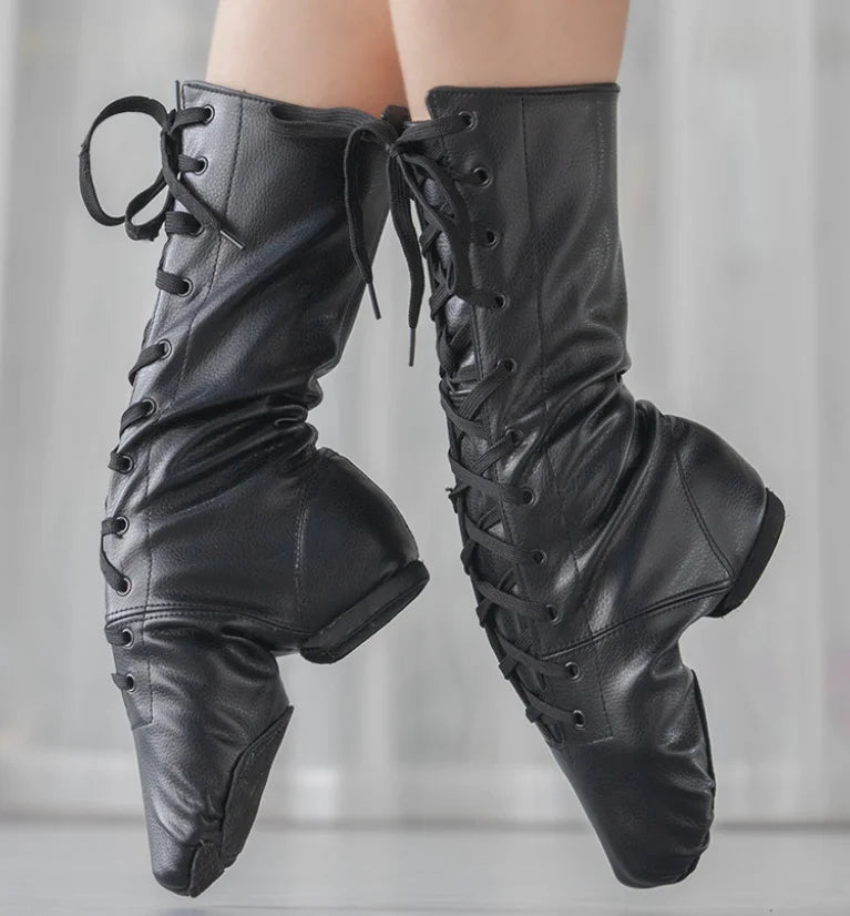 XIHAHA Jazz Dance Boots Women Soft Sole Leather Latin Dancing Shoes Woman Children Girls Ballet Shoes Ballroom Training Shoe