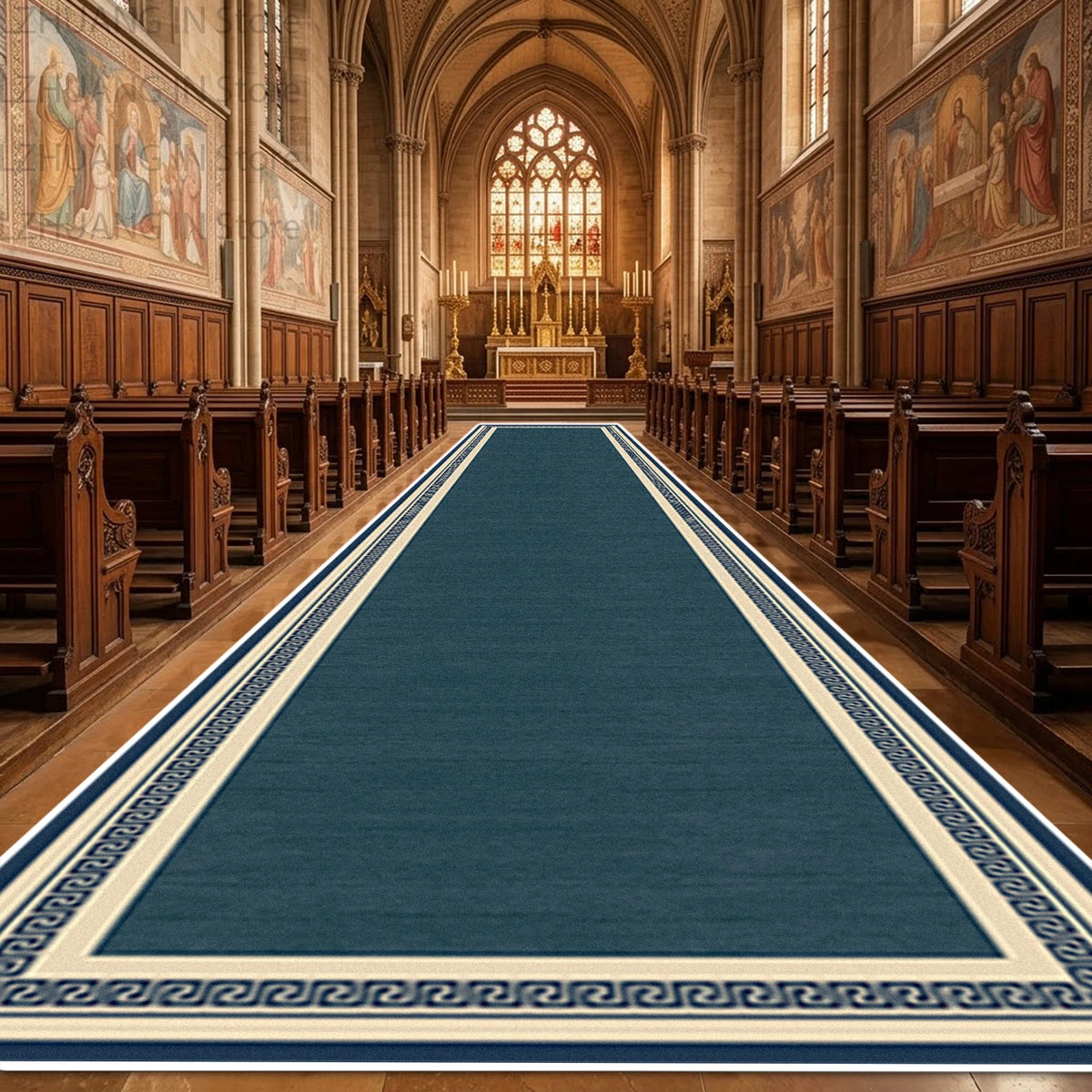Red Luxury European Style Long Corridor Carpet Decoration Church Wedding Non-slip Soft Runner Rug Easy Clean Lint-free Floor Mat